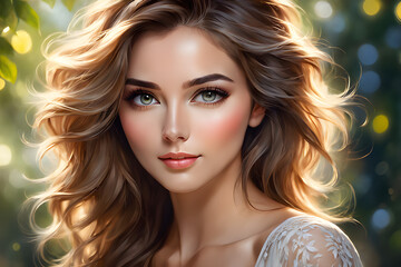 Fototapeta premium Realistic Portrait of an Attractive Woman: Expressive Features