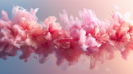 Abstract pink flowers floating in water with soft light