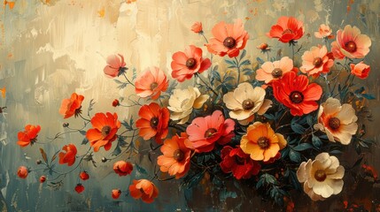 A colorful bouquet of flowers in a watercolor painting