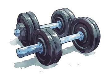 Naklejka premium A pair of black and blue dumbbells for fitness and strength training