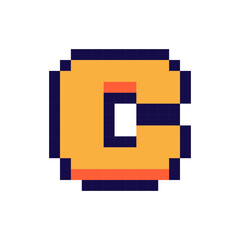Pixel 3d retro arcade game style font and video computer game 8 bit letter flat vector illustration.
