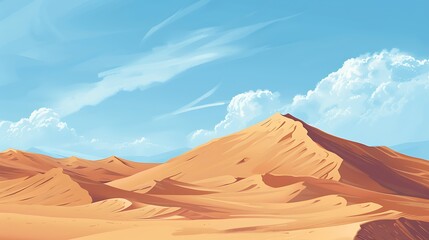 Naklejka premium Scenic Desert Landscape with Expansive Sand Dunes and Clear Blue Sky