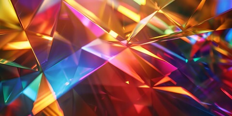 A colorful abstract image with a lot of triangles and squares. The colors are bright and vibrant, creating a sense of energy and excitement. The image seems to be a work of art, with a unique