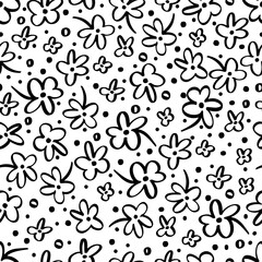 vector seamless floral pattern with black flowers 