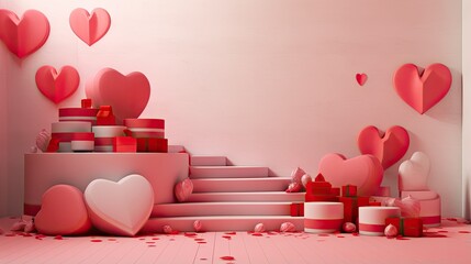 This is a beautiful 3D rendering of a Valentine's Day themed background.