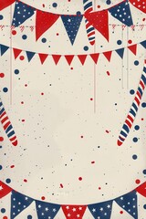 Obraz premium Template featuring a patriotic theme with bunting and flag elements, isolated on a light grey background