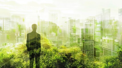 Fototapeta premium Green Visionary Futuristic EcoCity Design Innovative Concept of Sustainable Urban Development