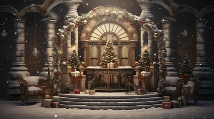 The image is a beautiful depiction of a Christmas setting.