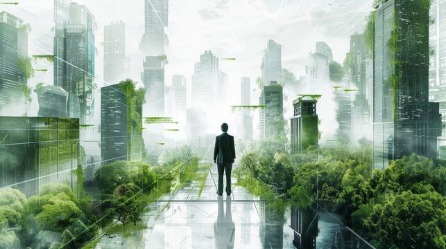 Green Dreams Visionary Urban Sustainability Concept with Modern Architecture and Nature Integration