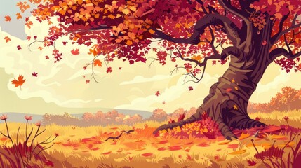 Autumn foliage with a tree in the background Autumn season