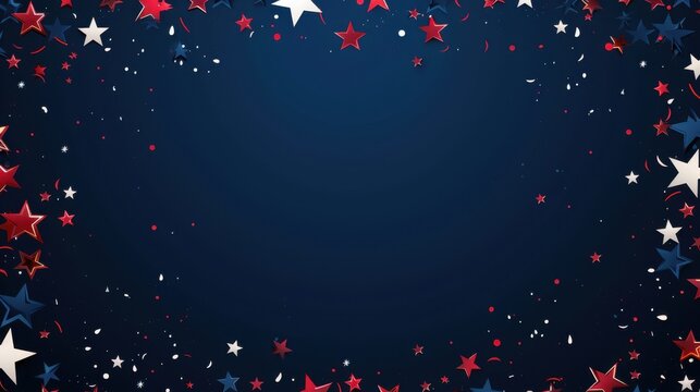 Template showcasing a patriotic frame with national colors and symbols, isolated on a dark blue background