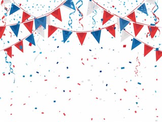 Obraz premium Border design with red, white, and blue bunting and confetti for a patriotic theme
