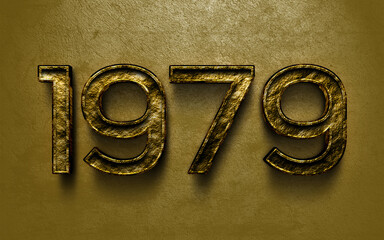 3D dark golden number design of 1979 on cracked golden background.