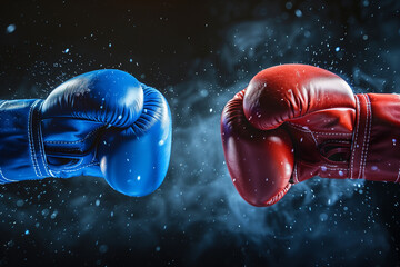 Democrats vs Republicans (political poster with boxing gloves)