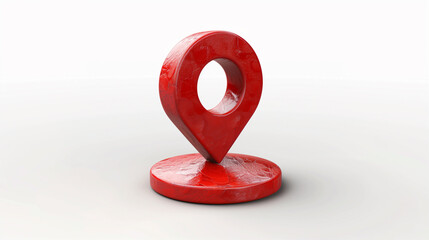 3d red pin icon. Isolated locate and 3d pin icon at white background