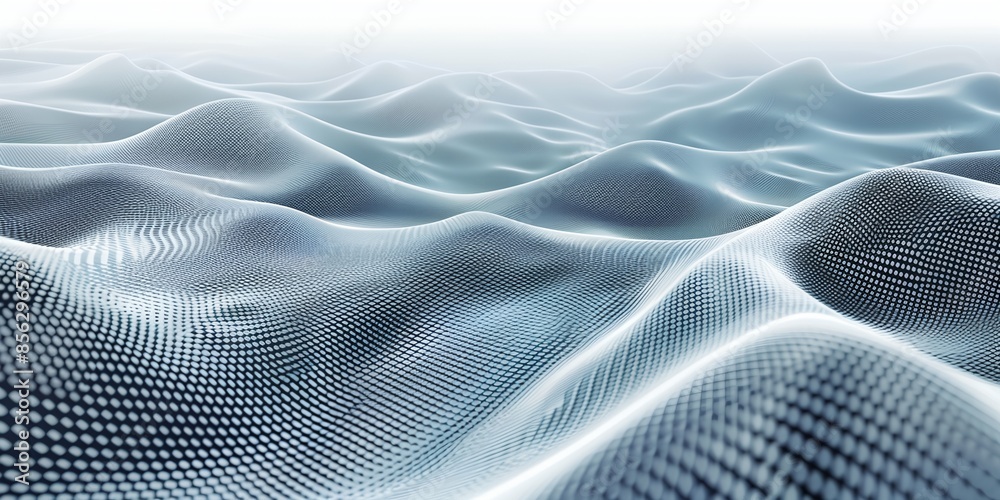 Wall mural A computer generated image of a wave with a lot of dots. The image has a futuristic feel to it