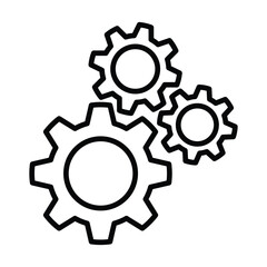 Gear icon, black and white line art