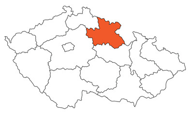 Obraz premium Outline of the map of the region of Czech Republic - Hradec Kralove region
