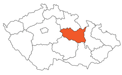 Obraz premium Outline of the map of the region of Czech Republic - Pardubice region