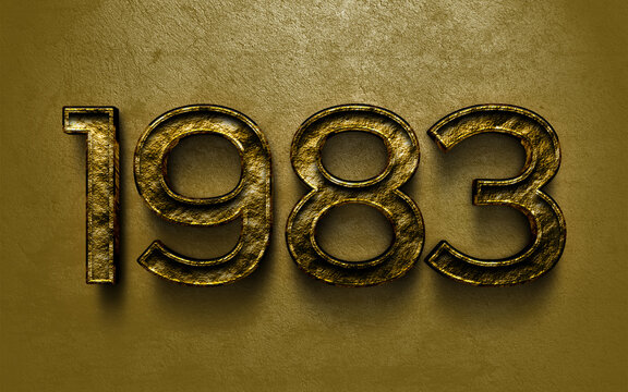 3D dark golden number design of 1983 on cracked golden background.