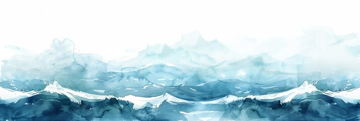 A blue wave with white clouds in the sky. The water is calm and peaceful. The sky is clear and bright