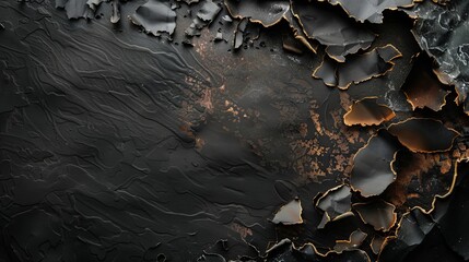 Scorched paper against a dark backdrop with charred remnants curled around its edges.
