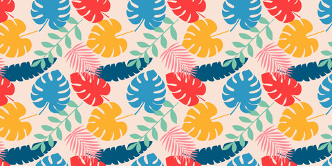 vector palm flowers. seamless patterns with floral for fabric, textiles, clothing, wrapping paper, cover, banner, interior decor. abstract backgrounds.