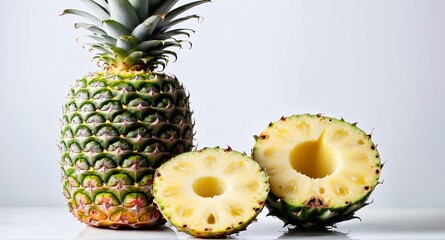 Pineapple fruit cut out. Tropical food