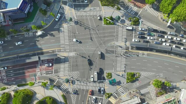 Drone View of Seoul city in South Korea, Hapjeong Station, Hot place, Summer, 60fps
