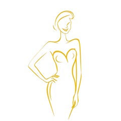 Fototapeta premium Yellow Minimalist Line Art Women Illustration
