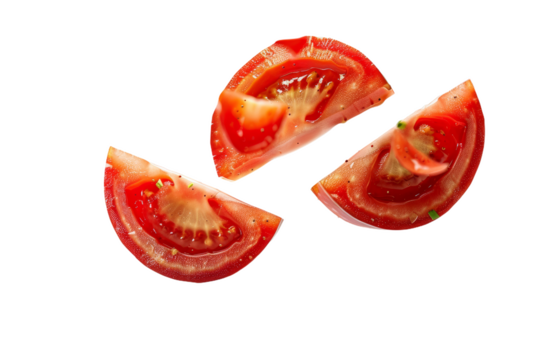 Tomato Slices Suspended in Mid-Air