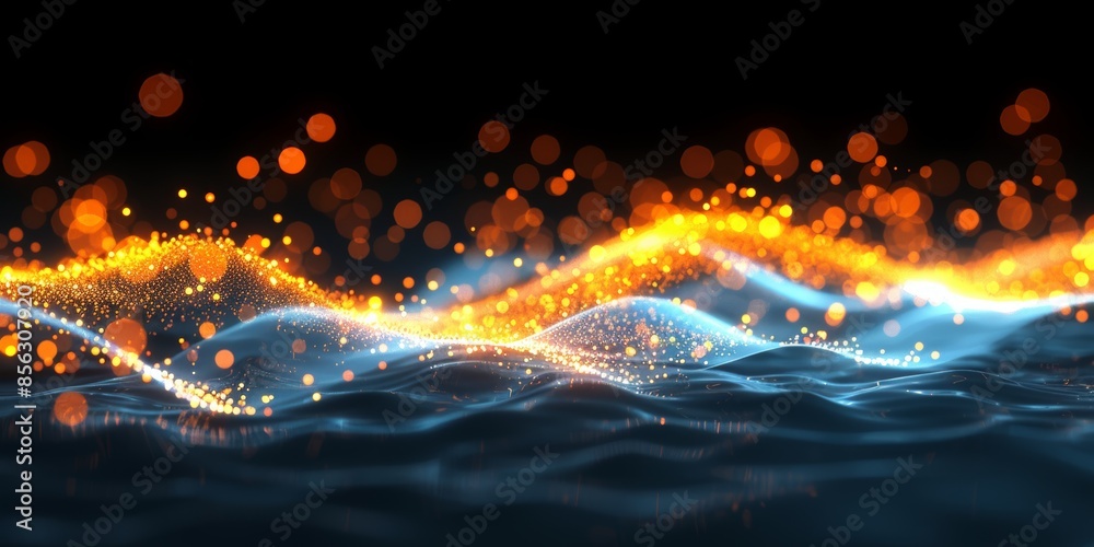 Aufkleber Abstract glowing light waves, capturing the vibrant and dynamic energy of modern digital design and futuristic technology, Generative AI