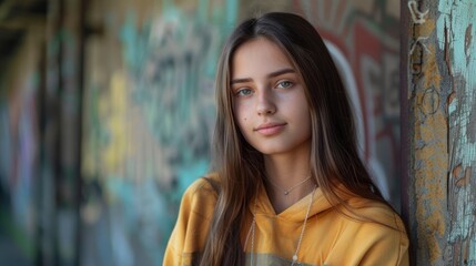 Naklejka premium Teenage Girl, Looking Confident And Happy