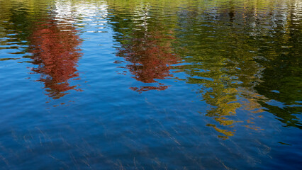 Fall colors reflection on a water surface