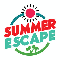 Summer Escape-T-Shirt Design Vector Files , Editable , color changeable  