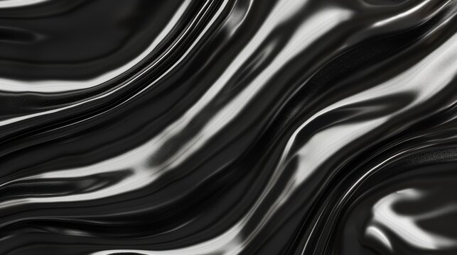 A black wrinkled plastic wrap is on a glossy cloth background in this 3D rendering.