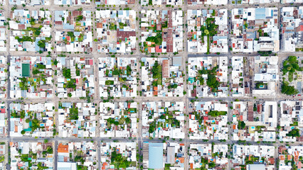 Top view of a regular blockade, urban planning