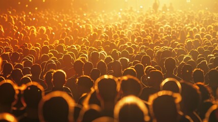 A large crowd of people at a concert, illuminated by stage lights