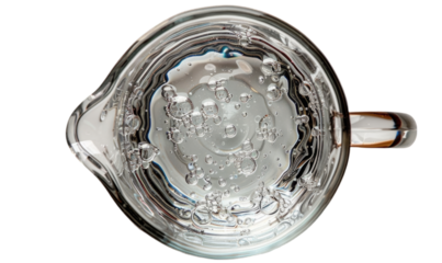 Top View of Water Pitcher with Bubbles Refreshing Beverage Concept for Design