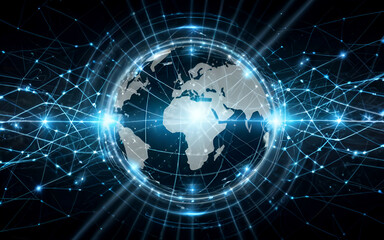 Obraz premium Huge data, rapid information analysis on a global scale concept. generated ai