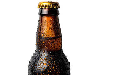Cold Beer Bottle with Dew Drops Refreshing Beverage for Summer Ideal for Advertising and Print