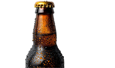 Cold Beer Bottle with Dew Drops Refreshing Beverage for Summer Ideal for Advertising and Print