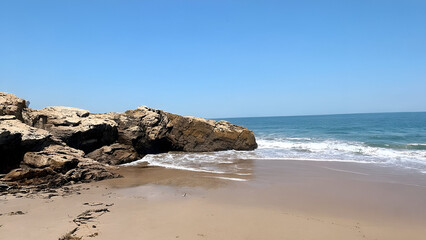 Beach and rocks, 16:9 with copyspace, 300dpi