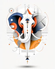 Neo-Surrealist Abstract Art: Intricately Designed Elephant Portrait with Vibrant Color Accents, Combining Natural Grace with Modern Artistic Expression for a Unique Visual Experience Wallpaper Digital