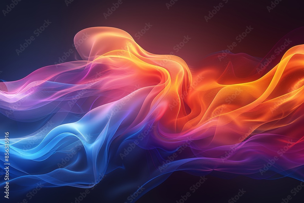 Aufkleber Abstract fluid waves in a spectrum of vibrant colors, showcasing the dynamic and glowing essence of modern artistic design, Generative AI