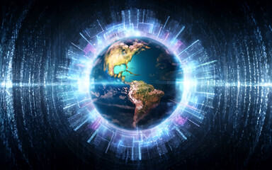 Extensive data, instant information handling worldwide concept. generated ai