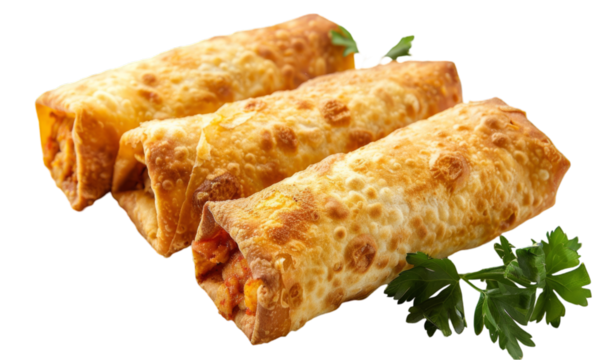 Delicious Crispy Spring Rolls with Fresh Parsley for Appetizer Design