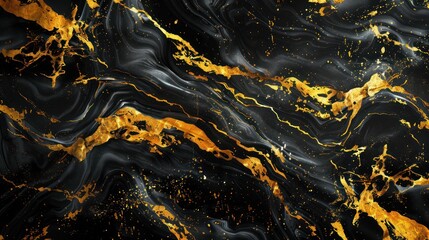 Black marble texture with golden abstract design background