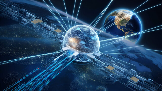 Massive data, real-time information analysis globally concept. generated ai