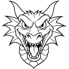 Stunning Angry Dragon Head Vector on White Background